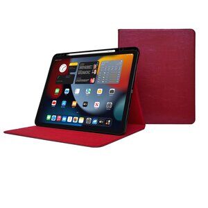 iPad Air 13" (M2) Leather Case - 2024 - With Pencil Holder - Red Genuine Leather